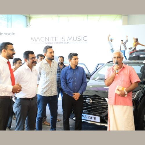 Padma Shri Peruvanam Kuttan Marar at Pinnacle Nissan, Thrissur for Nissan Magnite Geza Special Music Edition Grand Launch