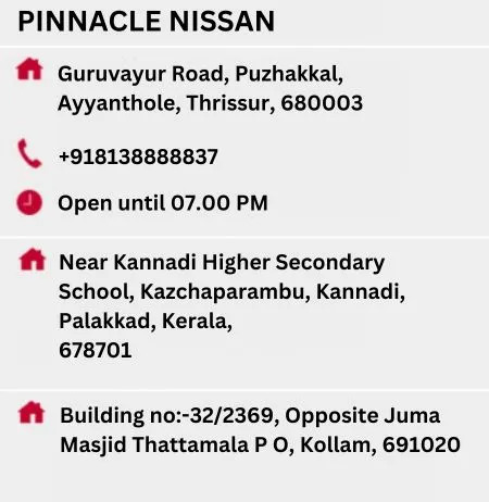 Pinnacle Nissan - Pinnacle Motor Works Private Limited Thrissur Kollam Palakkad Kerala Address contact number